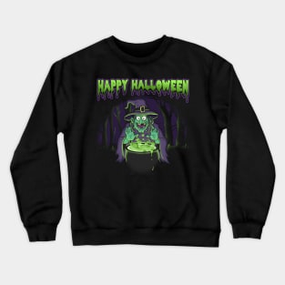 Scary Witch Happy Halloween Cauldron Potion Crewneck Sweatshirt
